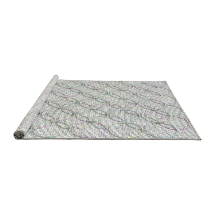 Serging Thickness of Machine Washable Transitional Dark Gray Rug, wshpat2170