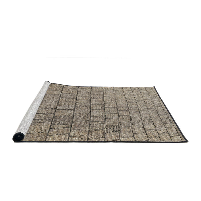 Serging Thickness of Machine Washable Transitional Tan Brown Rug, wshpat2175