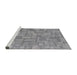 Serging Thickness of Machine Washable Transitional Silver Gray Rug, wshpat2185