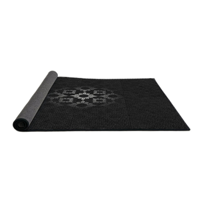 Thickness of Patterned Black Novelty Rug, pat219
