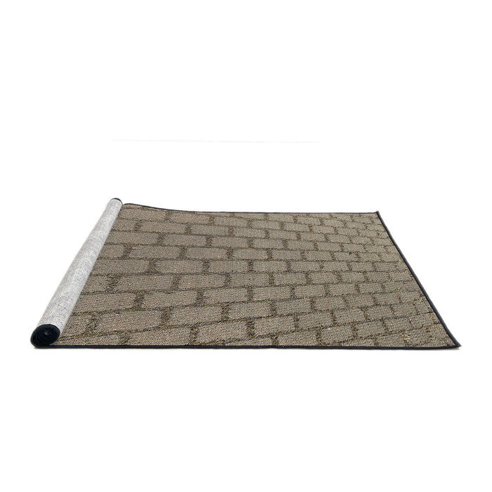 Serging Thickness of Machine Washable Transitional Tan Brown Rug, wshpat2197