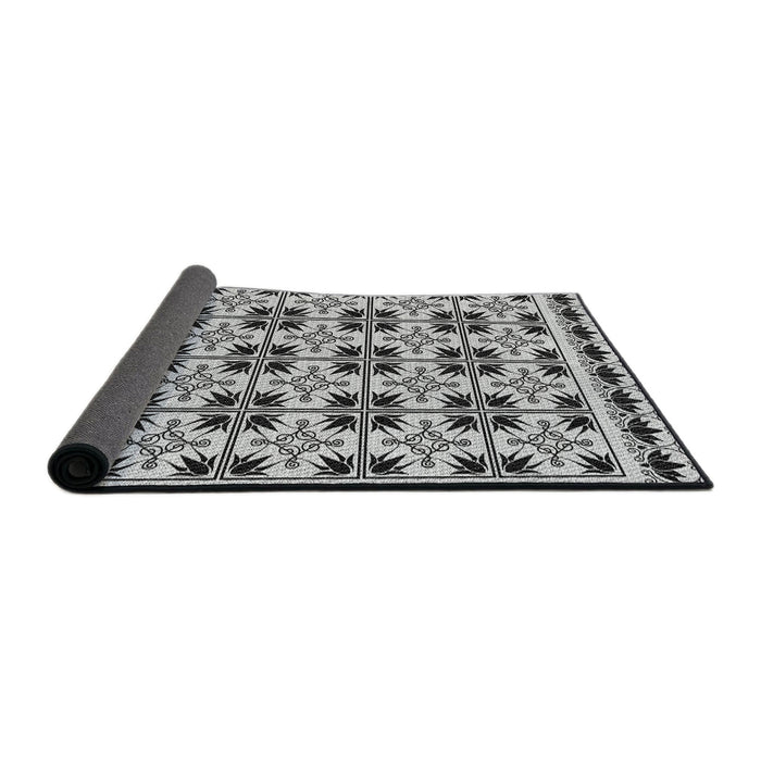 Thickness of Patterned Light Black Novelty Rug, pat2213