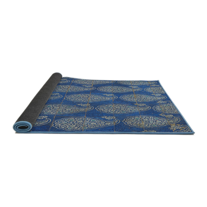 Thickness of Patterned Blue Novelty Rug, pat2215