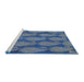 Serging Thickness of Machine Washable Transitional Blueberry Blue Rug, wshpat2215