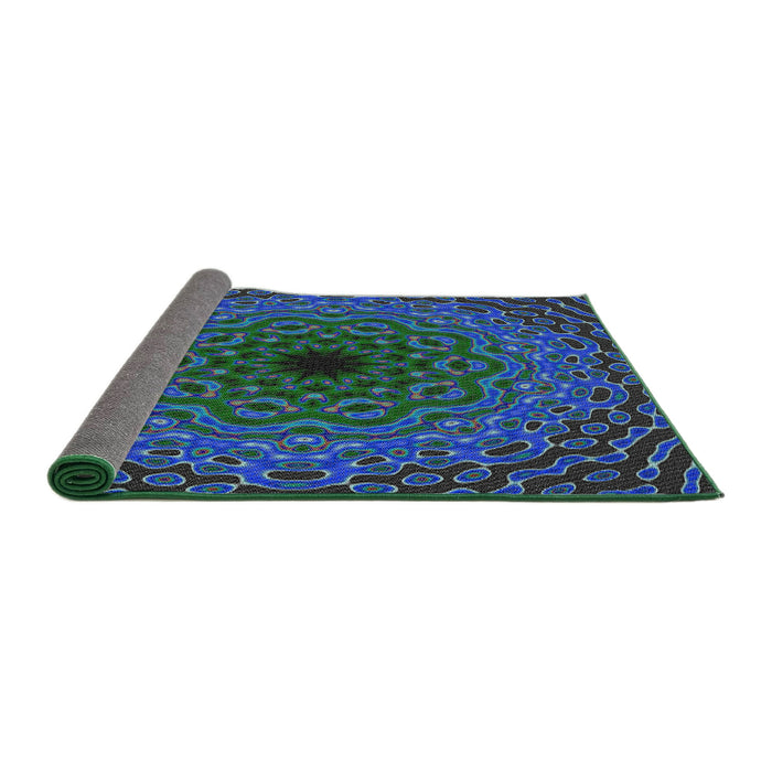 Thickness of Patterned Deep-Sea Green Novelty Rug, pat2218
