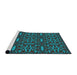 Serging Thickness of Machine Washable Transitional DarkTurquoise Green Rug, wshpat2219