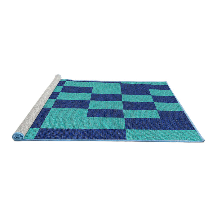 Serging Thickness of Machine Washable Transitional Blueberry Blue Rug, wshpat222