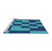 Serging Thickness of Machine Washable Transitional Blueberry Blue Rug, wshpat222