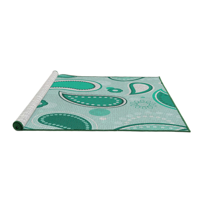 Serging Thickness of Machine Washable Transitional Mint Green Rug, wshpat2221