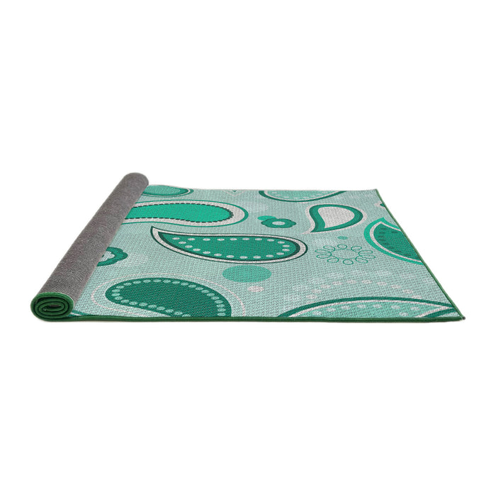 Thickness of Patterned Mint Green Novelty Rug, pat2221