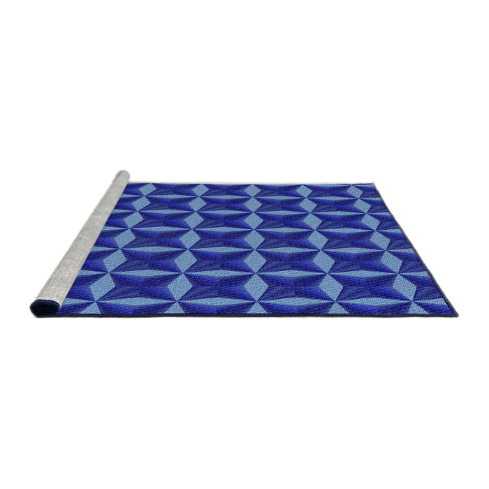 Serging Thickness of Machine Washable Transitional Blue Rug, wshpat2228