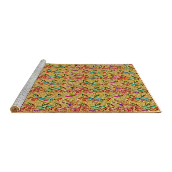 Serging Thickness of Machine Washable Transitional Mahogany Brown Rug, wshpat2229