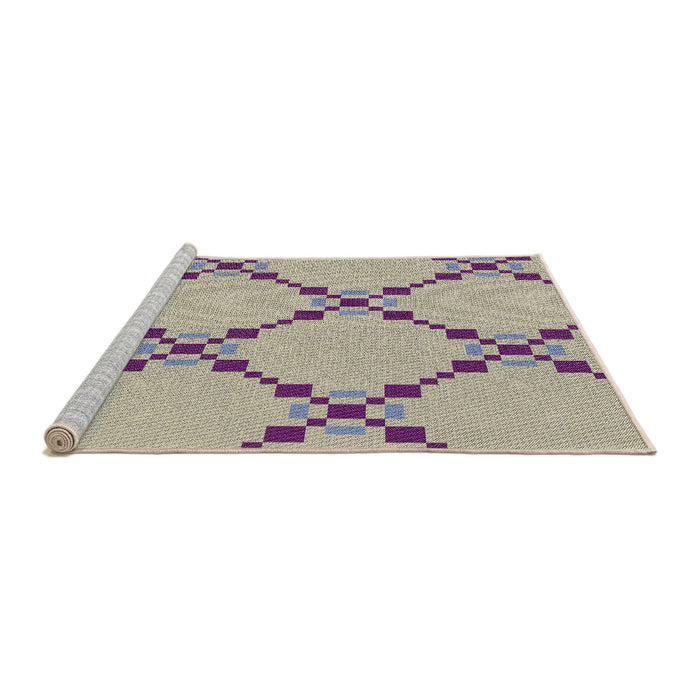 Serging Thickness of Machine Washable Transitional Mauve Taupe Purple Rug, wshpat2241