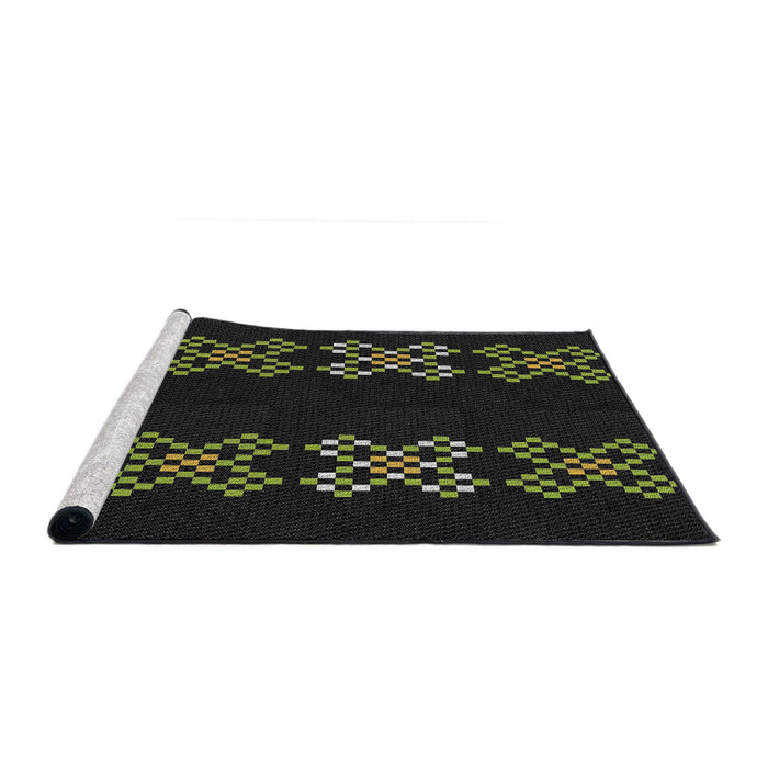 Serging Thickness of Machine Washable Transitional Black Rug, wshpat2242