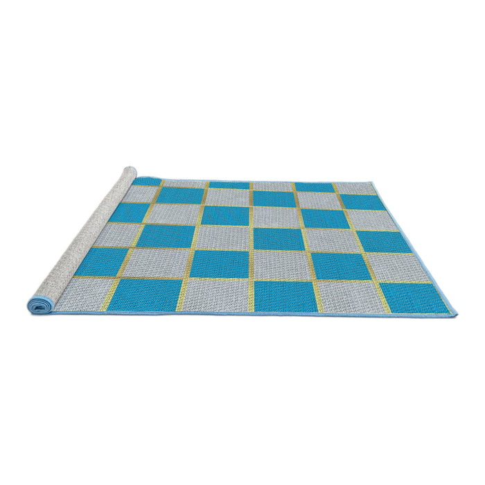 Serging Thickness of Machine Washable Transitional Blue Rug, wshpat225