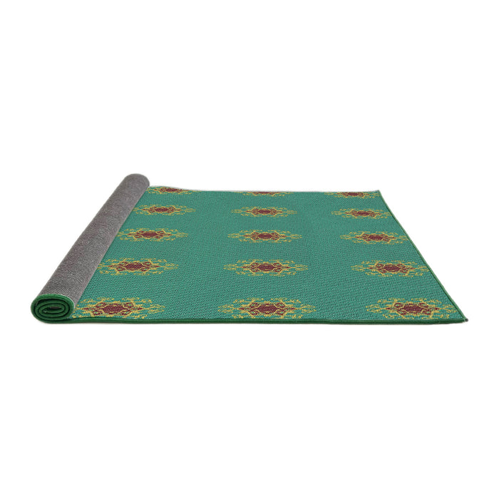Thickness of Patterned Emerald Green Novelty Rug, pat2251