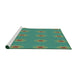 Serging Thickness of Machine Washable Transitional Emerald Green Rug, wshpat2251