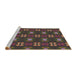 Serging Thickness of Machine Washable Transitional Dark Almond Brown Rug, wshpat2257