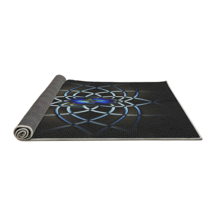 Thickness of Patterned Gray Novelty Rug, pat2258