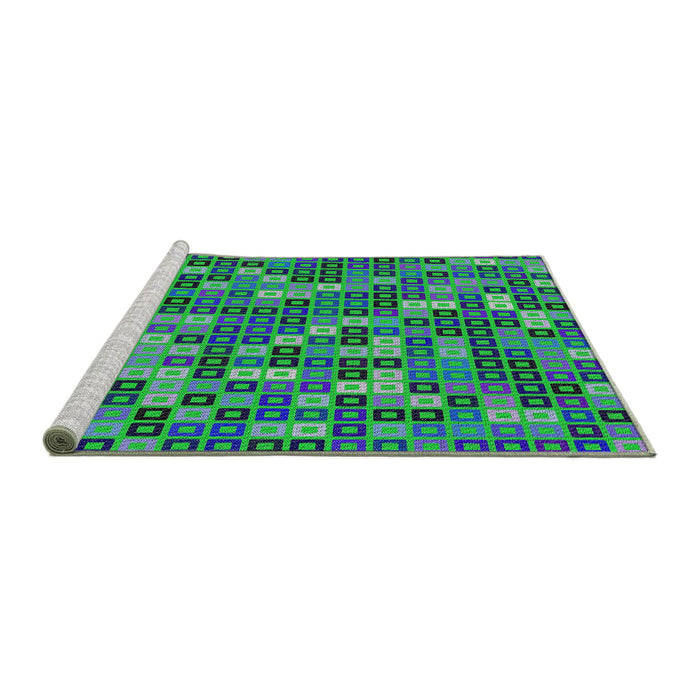 Serging Thickness of Machine Washable Transitional Neon Green Rug, wshpat2261