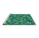 Serging Thickness of Machine Washable Transitional Neon Green Rug, wshpat2261