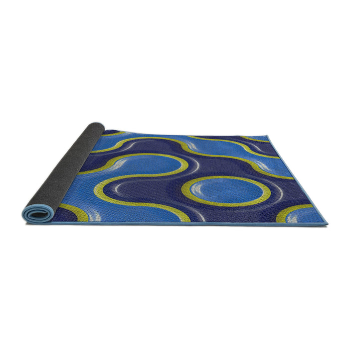 Thickness of Patterned Blue Modern Rug, pat2265