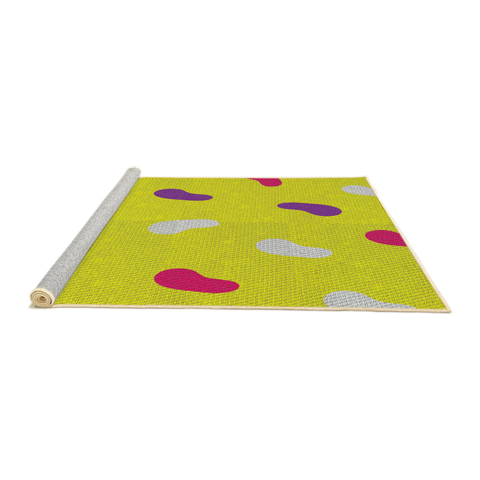 Serging Thickness of Machine Washable Transitional Yellow Rug, wshpat2268