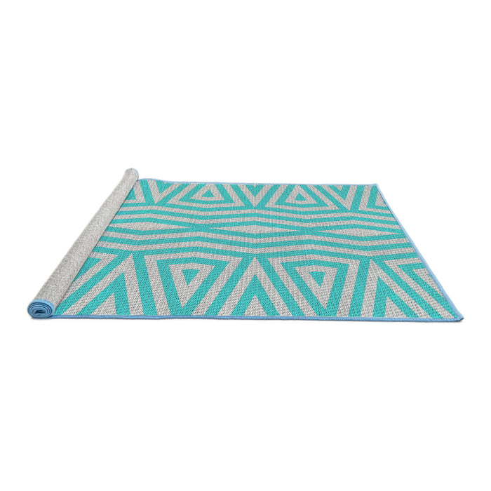 Serging Thickness of Machine Washable Transitional Blue Rug, wshpat227