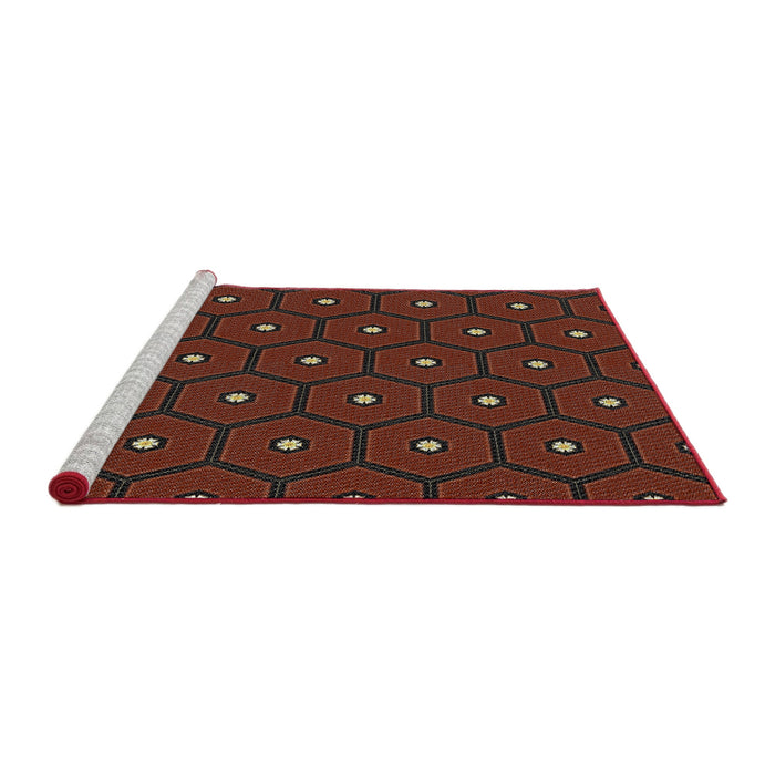 Serging Thickness of Machine Washable Transitional Red Rug, wshpat2272