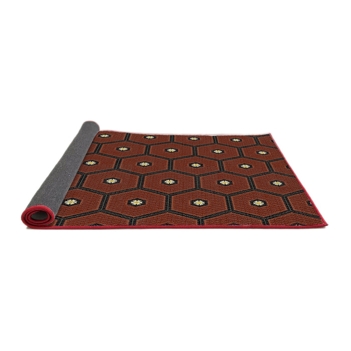 Thickness of Patterned Red Novelty Rug, pat2272