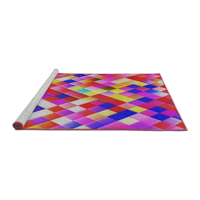 Serging Thickness of Machine Washable Transitional Medium Violet Red Pink Rug, wshpat2273