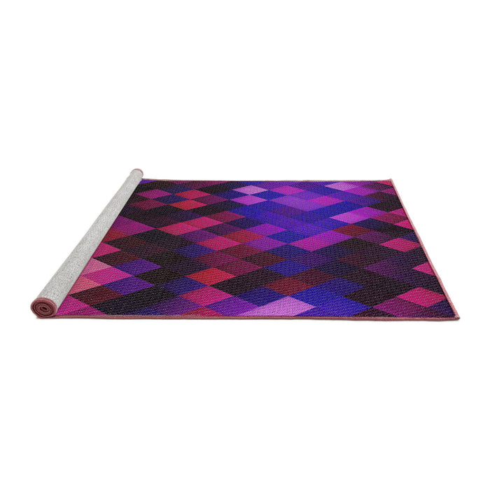 Serging Thickness of Machine Washable Transitional Purple Rug, wshpat2274