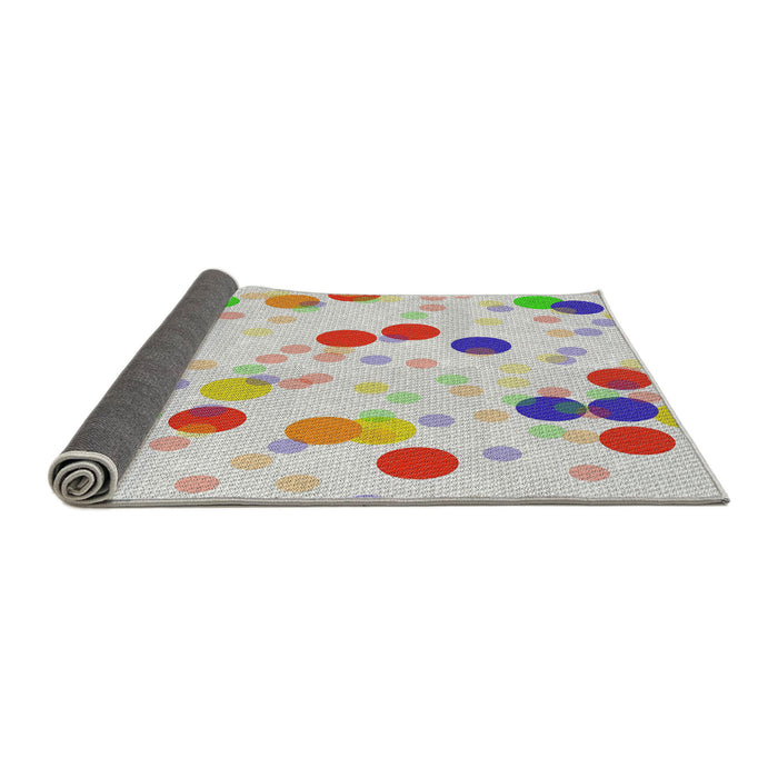 Thickness of Patterned White Gold Novelty Rug, pat2278