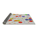 Thickness of Patterned White Gold Novelty Rug, pat2278