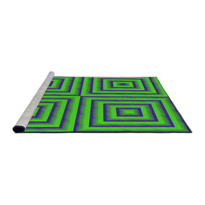 Serging Thickness of Machine Washable Transitional Blue Rug, wshpat2287