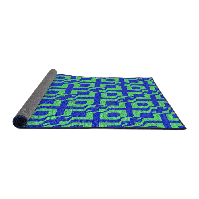 Thickness of Patterned Neon Green Novelty Rug, pat2289