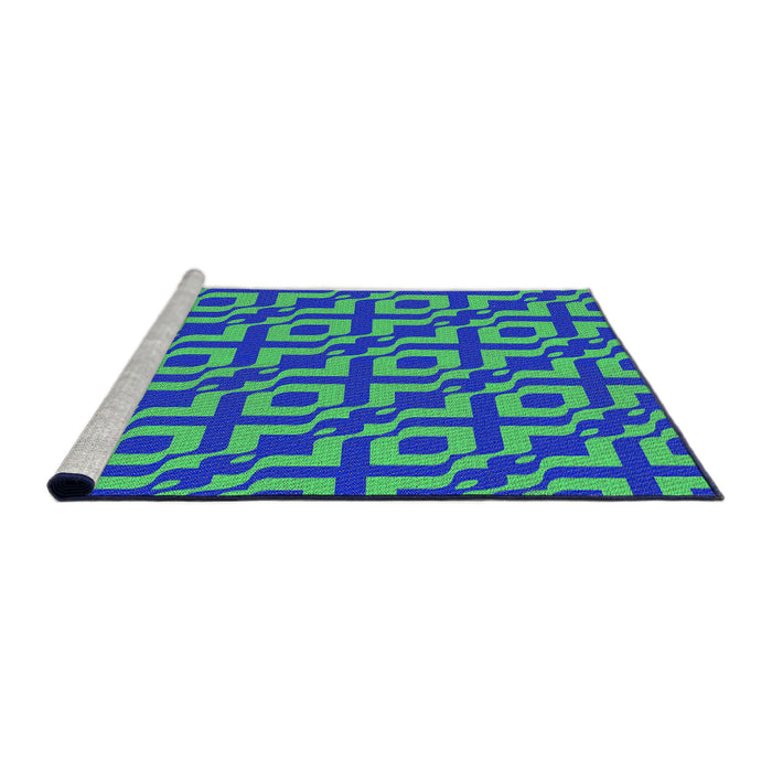 Serging Thickness of Machine Washable Transitional Neon Green Rug, wshpat2289