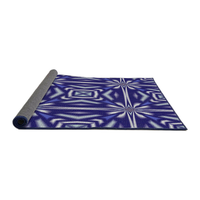 Thickness of Patterned Earth Blue Novelty Rug, pat2291