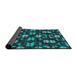 Thickness of Patterned Blue Green Novelty Rug, pat2294