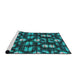 Serging Thickness of Machine Washable Transitional Macaw Blue Green Rug, wshpat2294