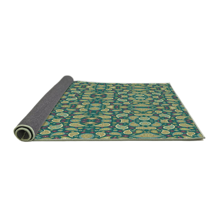 Thickness of Patterned Green Novelty Rug, pat2297