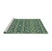 Serging Thickness of Machine Washable Transitional Green Rug, wshpat2297