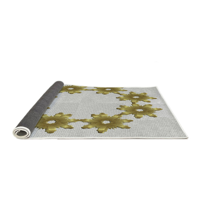 Thickness of Patterned Khaki Green Novelty Rug, pat2302