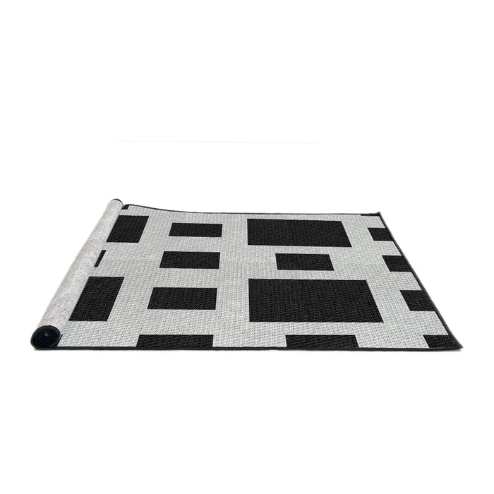 Serging Thickness of Machine Washable Transitional Charcoal Black Rug, wshpat2305