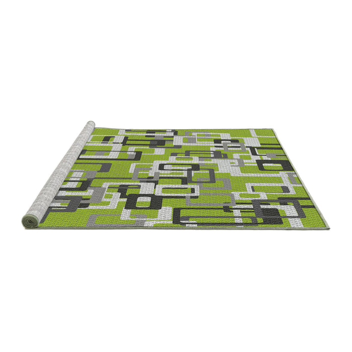 Serging Thickness of Machine Washable Transitional Green Rug, wshpat2307
