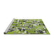 Serging Thickness of Machine Washable Transitional Green Rug, wshpat2307