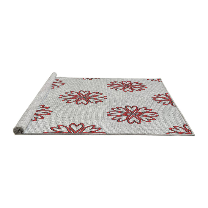 Serging Thickness of Machine Washable Transitional White Smoke Rug, wshpat2313