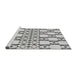 Serging Thickness of Machine Washable Transitional Platinum Gray Rug, wshpat2324