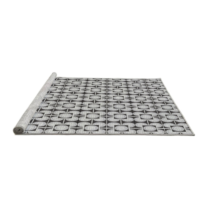 Serging Thickness of Machine Washable Transitional Carbon Gray Rug, wshpat2325