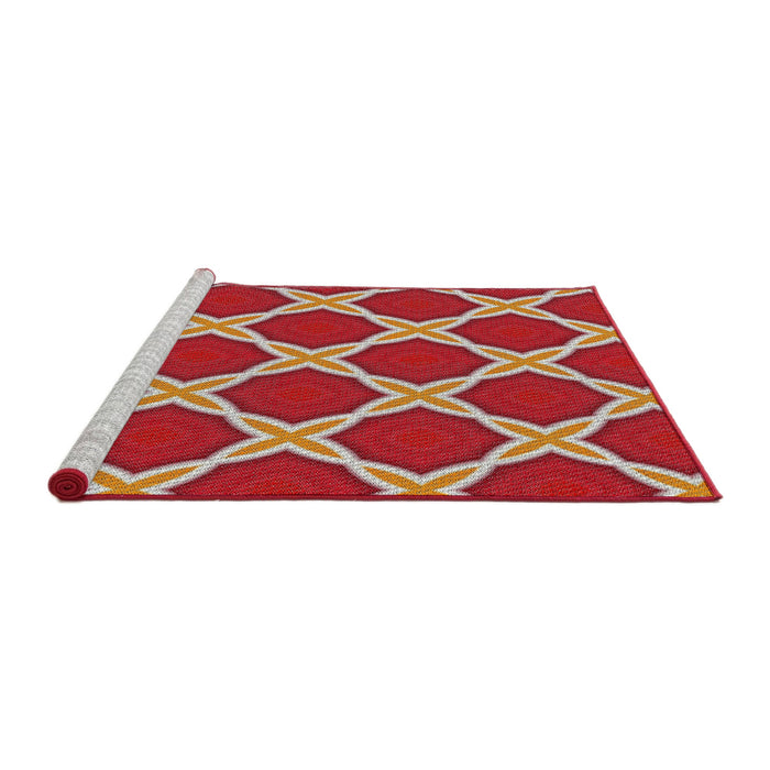 Serging Thickness of Machine Washable Transitional Tangerine Pink Rug, wshpat2327